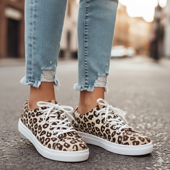 Two Pretty Shoes - Two Pretty Leopard Print Genuine Calf Hair Sneakers - Leather Lined